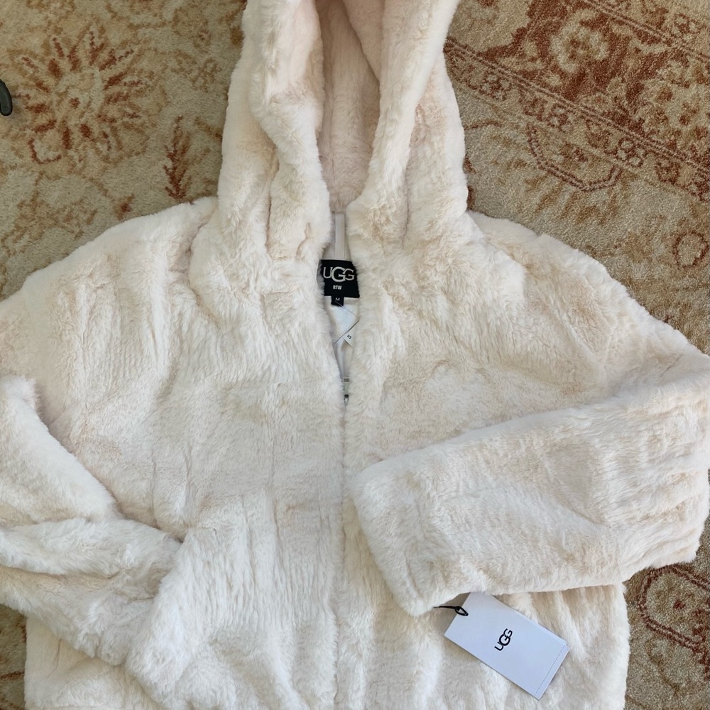 NWT UGG® Mandy Faux Fur Fleece Lined Hoodie Cozy Jacket